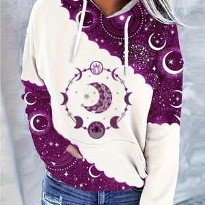 Purple and White Celestial Women's Hoodie